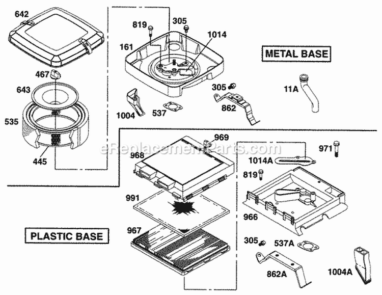 Air Cleaner Grp Diagram and Parts List for  Briggs and Stratton